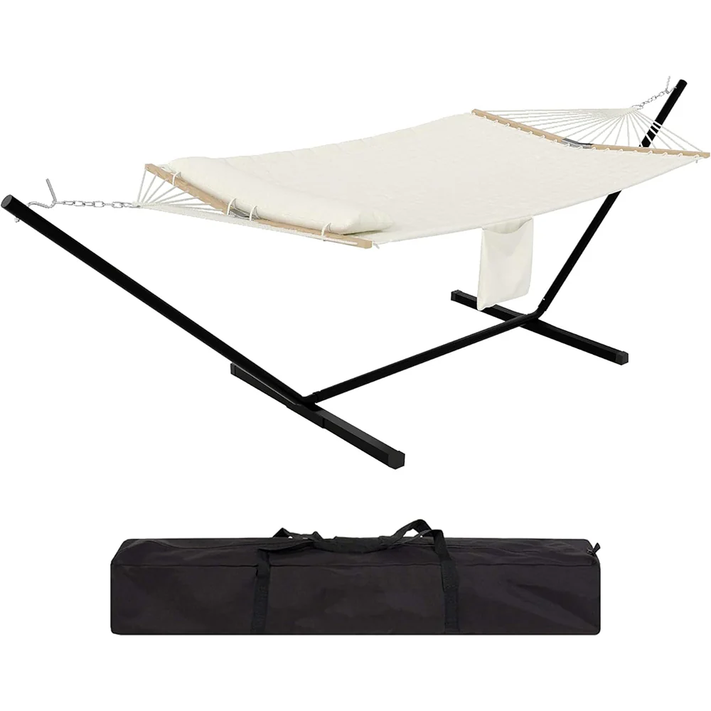 Garvee 2 Person Heavy Duty Double Hammock, With Collapsible Steel Frame – Backyard Oasis & Camping Essential 450lb Support, UV-Resistant + Storage Bag