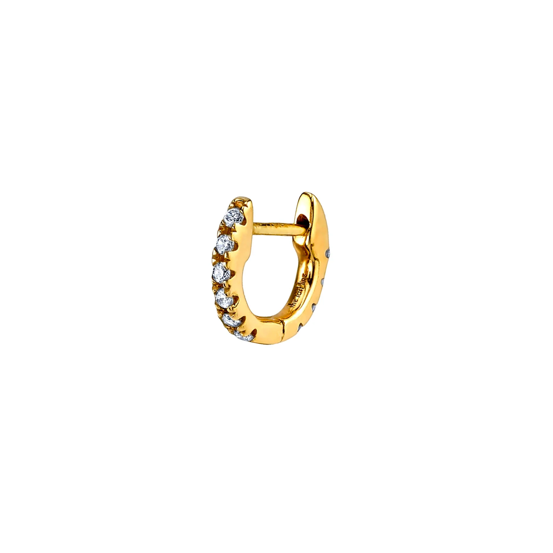 The Tiny Huggie - White Diamond / 14k Yellow Gold