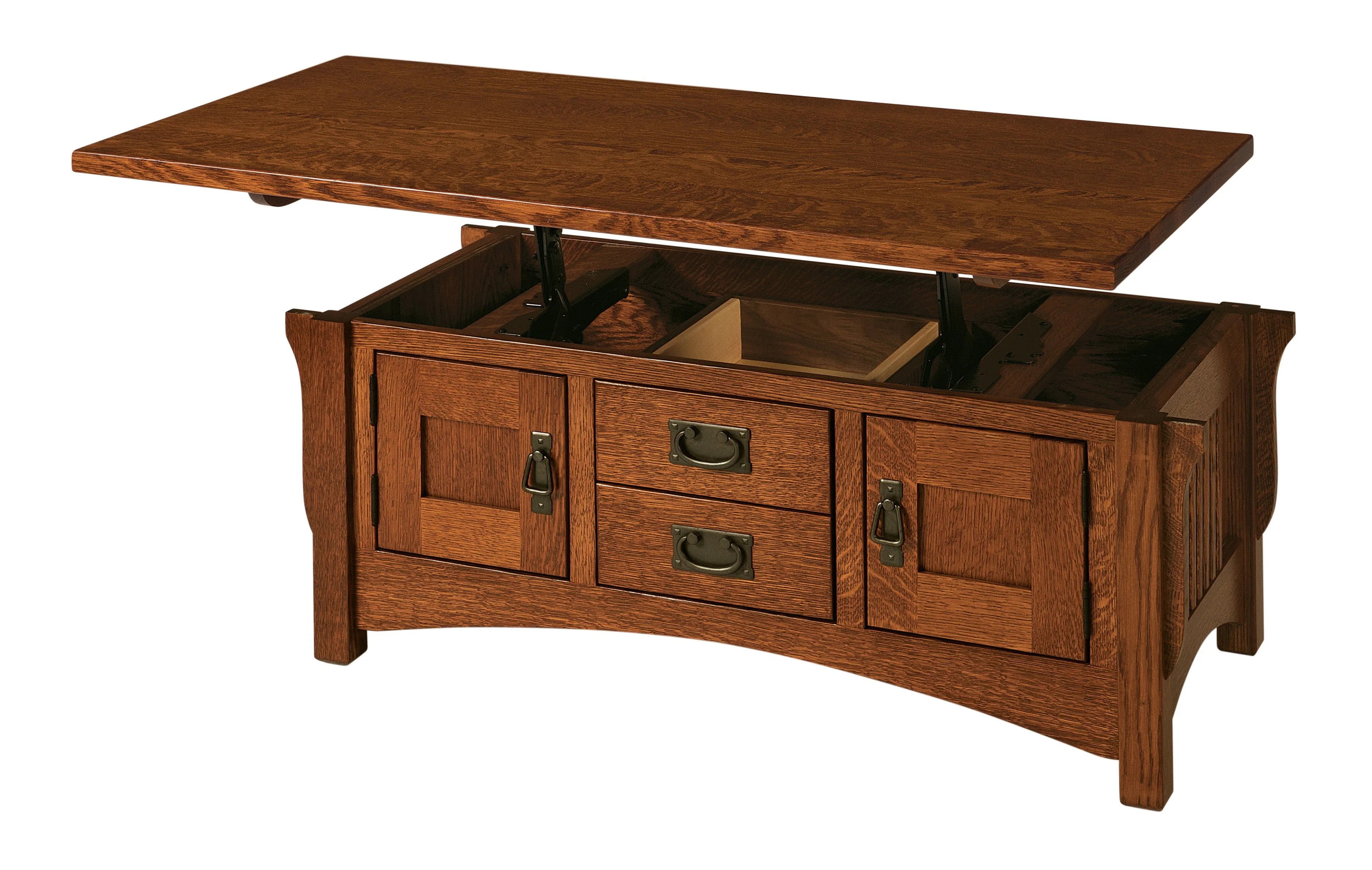 Amish Logan Lift Top Two Drawer Two Door Coffee Table