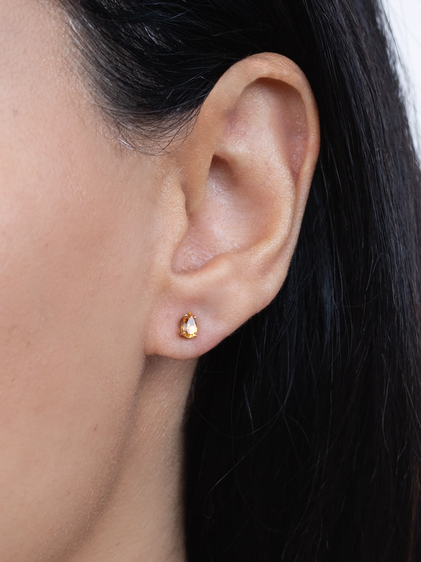 Pear Stud Earring -  Citrine  / 14k Yellow Gold