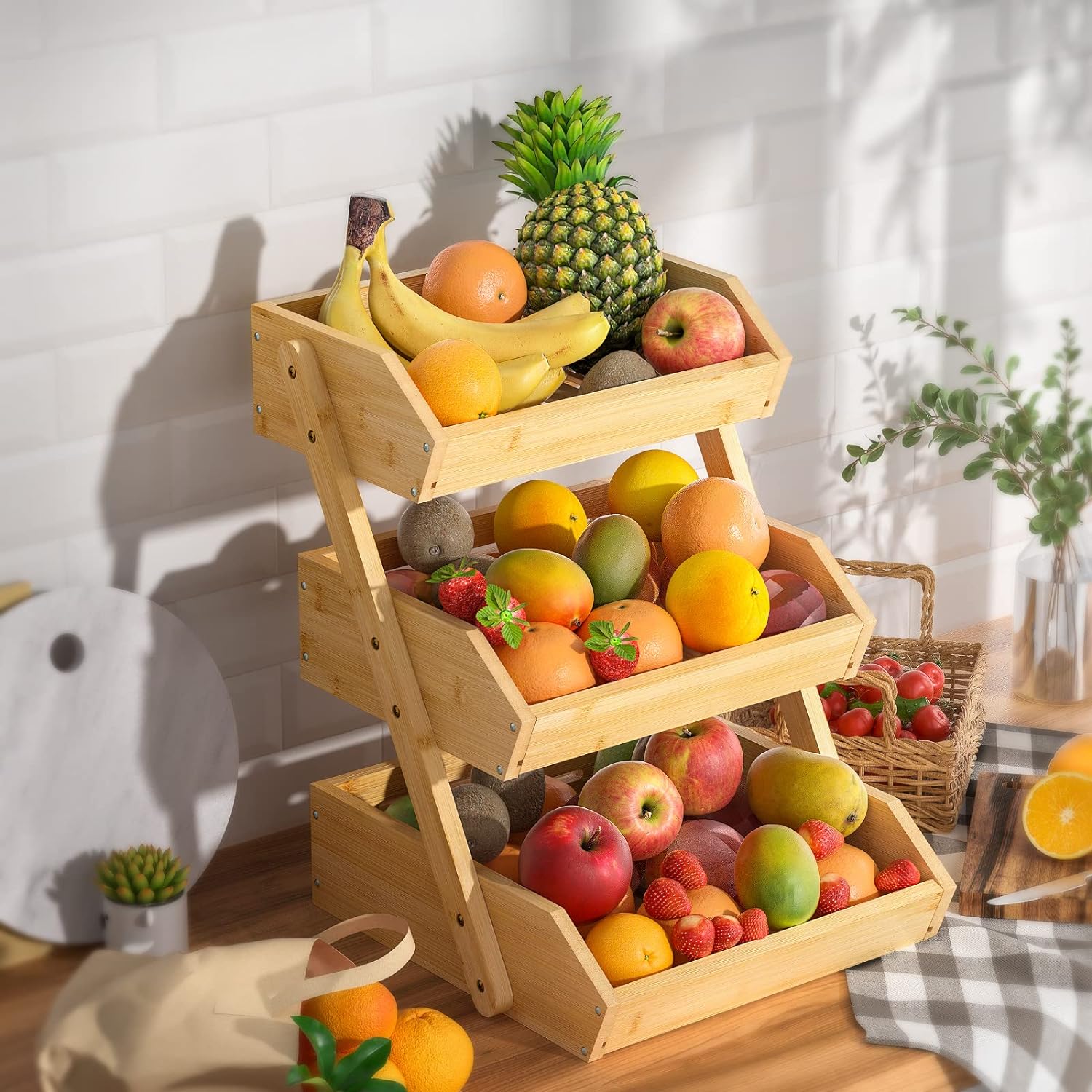 Bamboo Fruit Basket, Fruit Organizer