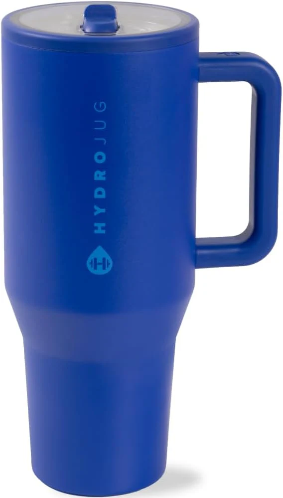 40 oz Water Bottle with Handle & Flip Straw - Fits in Cup Holder, Leak Resistant Tumbler-Reusable Insulated Stainless Steel & Rubber Base