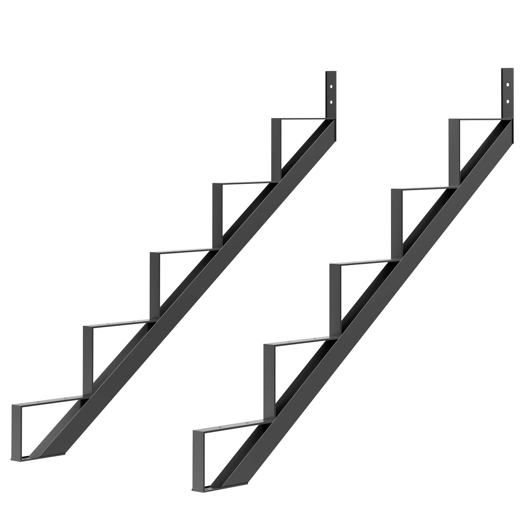 Garvee 2-pack steel stair risers 5-step with rust-resistant finish. Heavy-duty 4-bolt stability, Simple tools install. Perfect for outdoor steps & stairs