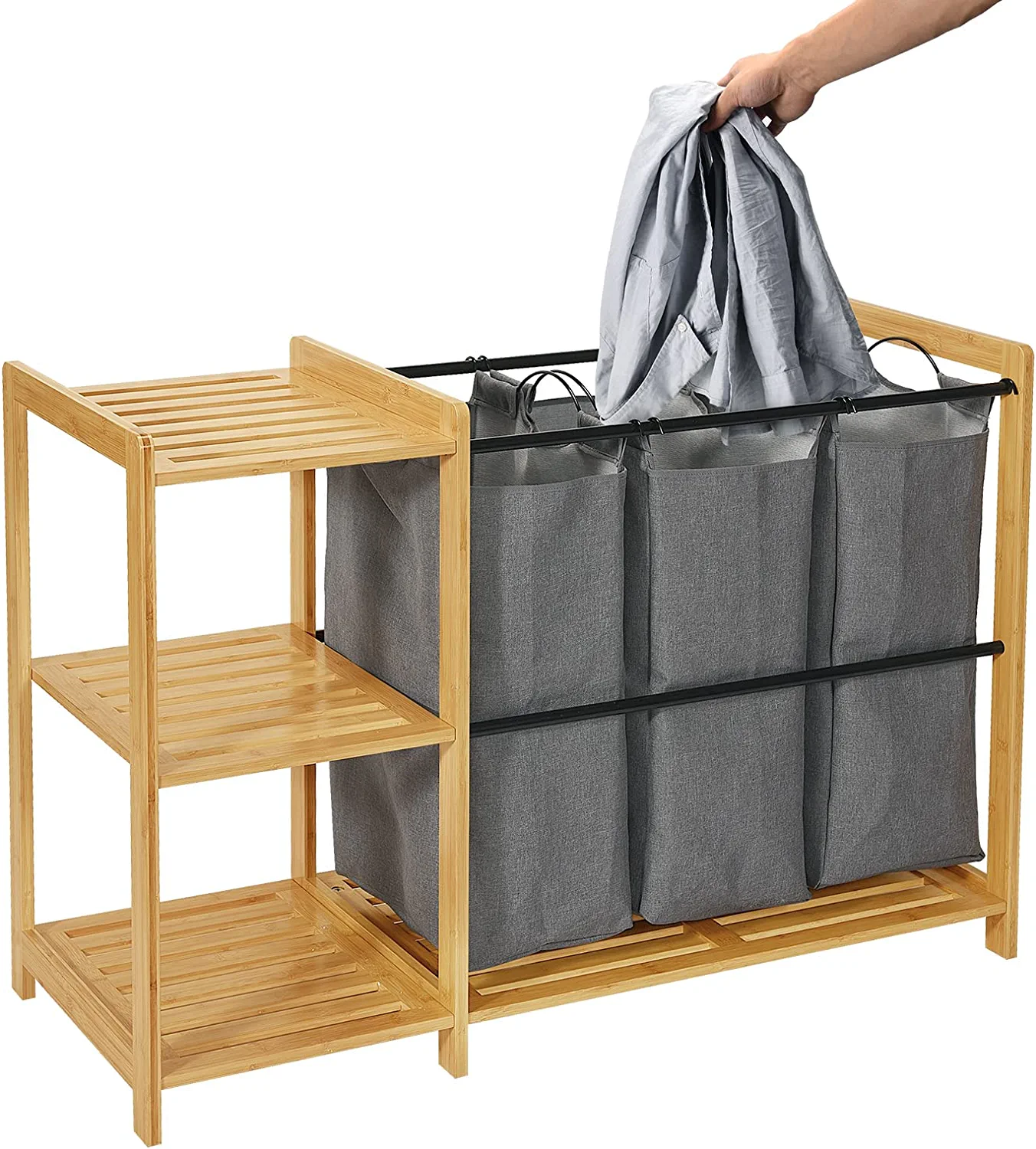 Bamboo Laundry Hamper with Compartments