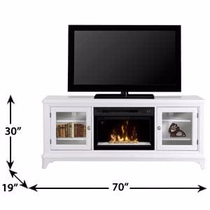 Winterstein Electric Fireplace Media Console w/ Glass in White