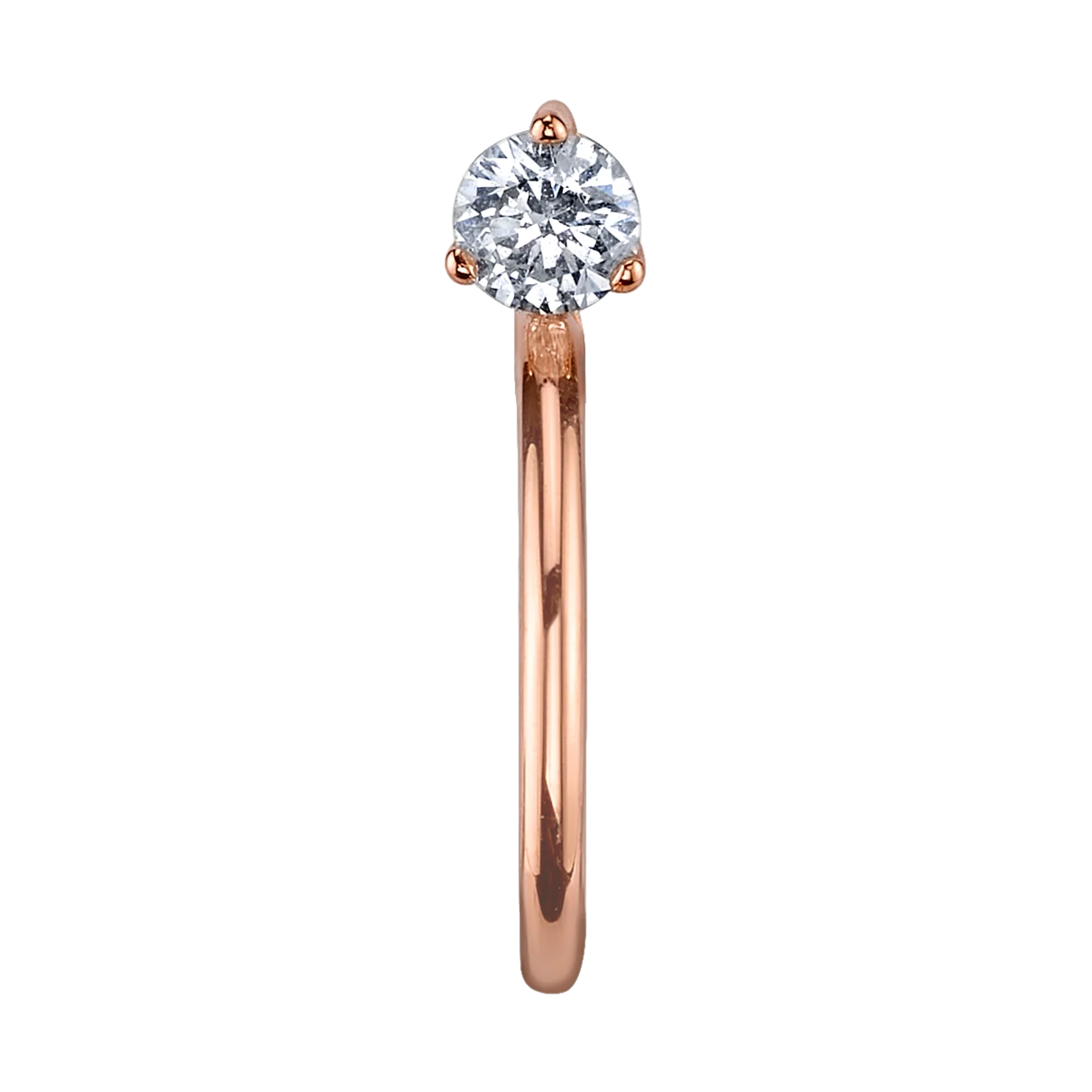 Small Solitaire Hoop - White Diamond / 14k Rose Gold