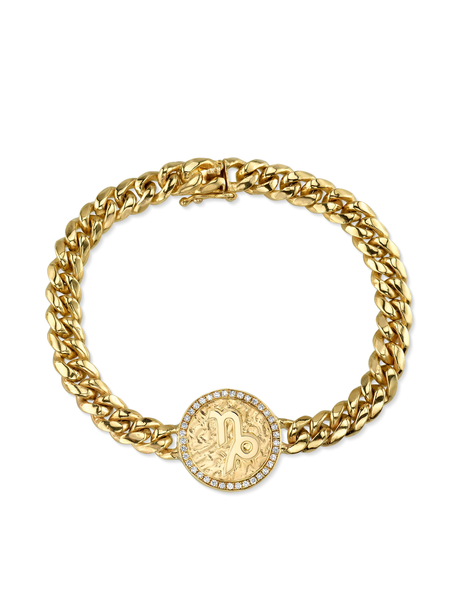 Zodiac Coin Bracelet - White Diamond / 14k Yellow Gold