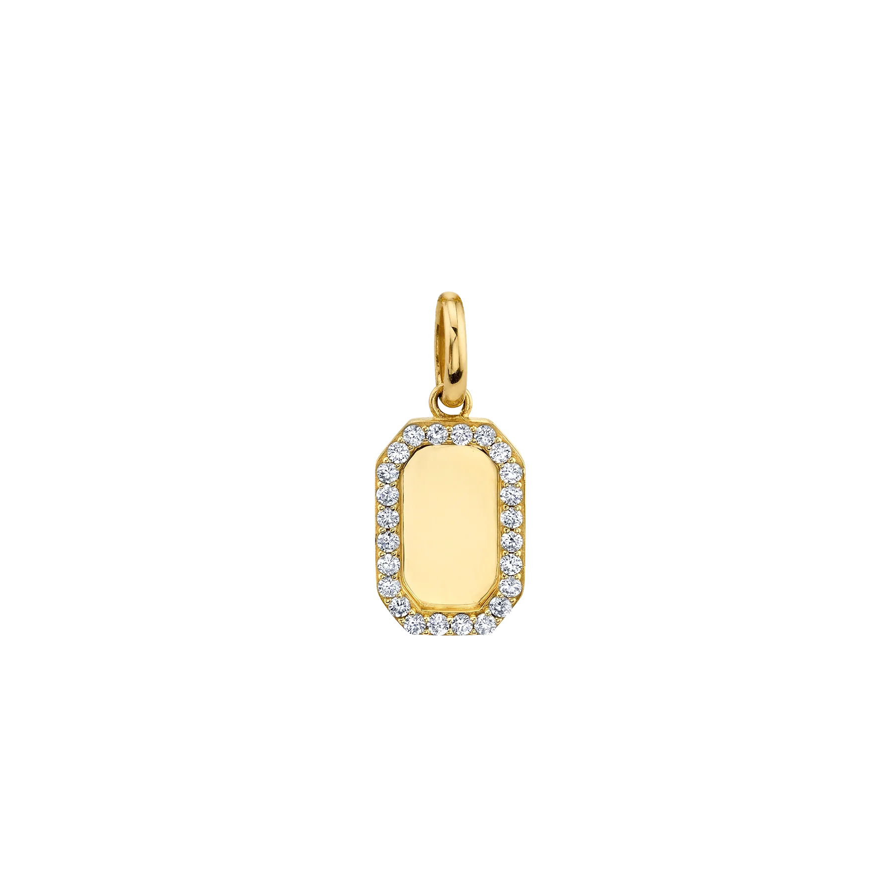 Rectangle Pendant - White Diamond / 14k Yellow Gold