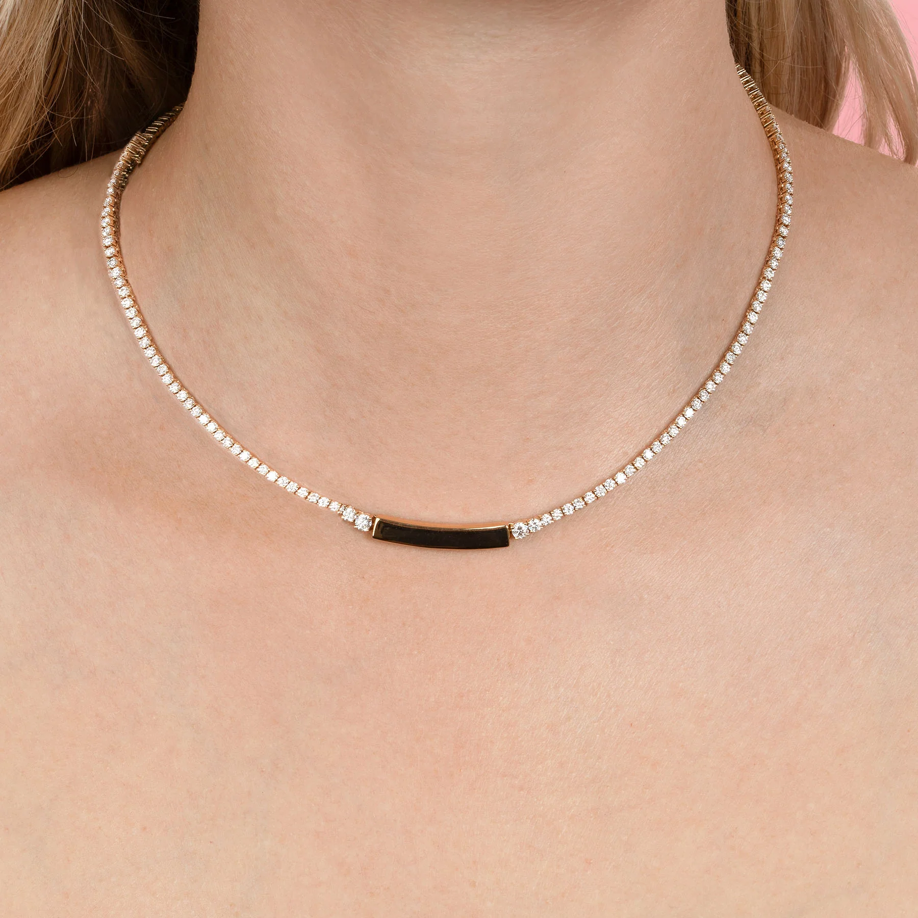 Ultimate ID Tennis Necklace - White Diamond / 14k Yellow Gold