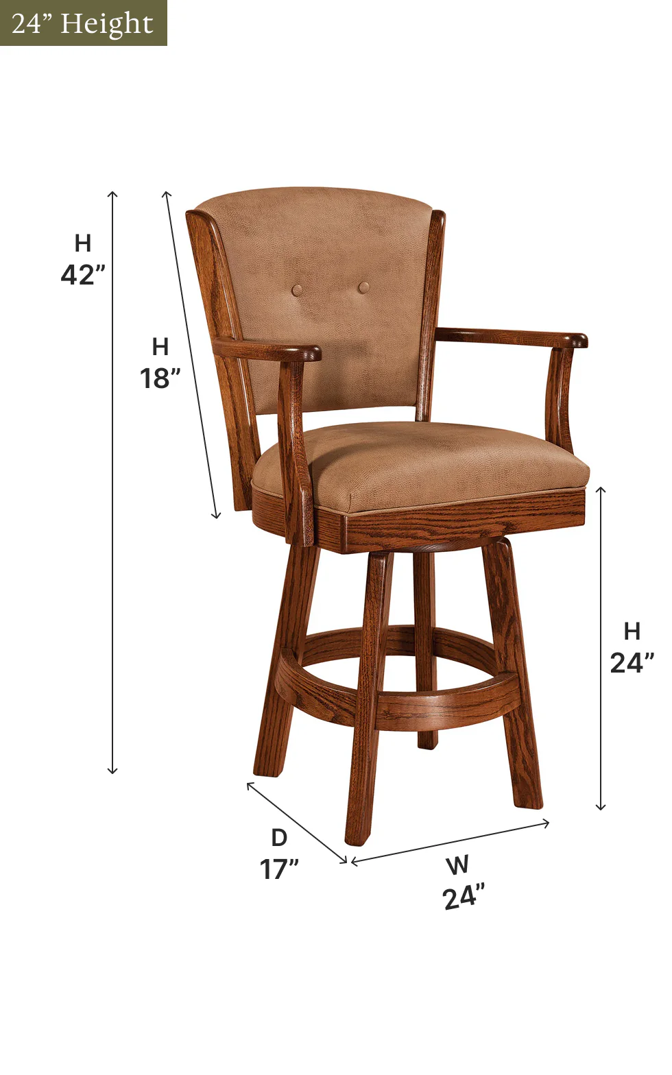 Amish Lansfield Swivel Bar Chair