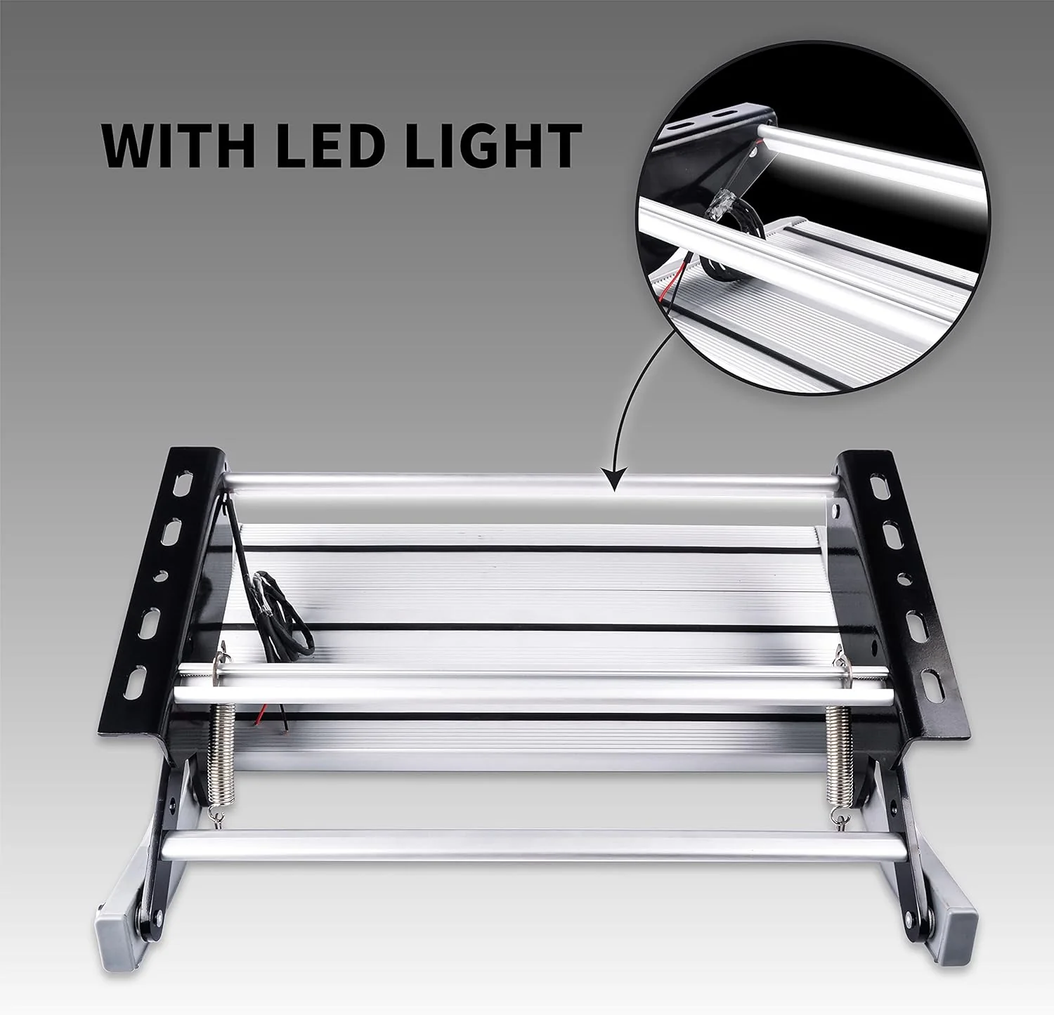 Manual Folding Aluminum Step Ladder with LED Light for RVs and Campers