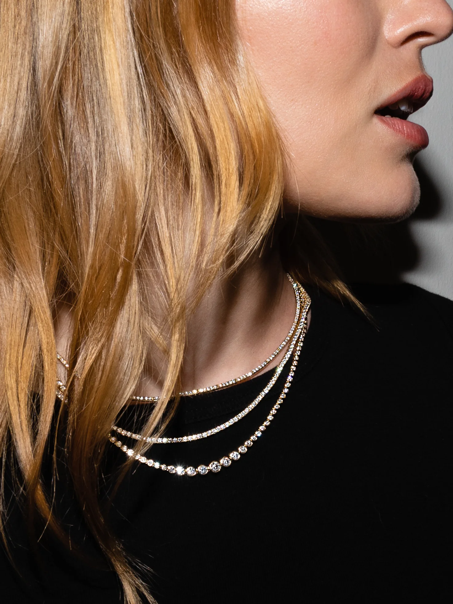 Perfect Eternity Necklace 1.5mm - White Diamond / 14k Yellow Gold