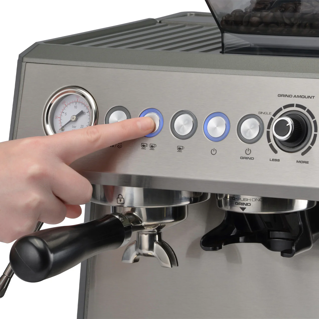 TRU All-in-One Espresso Maker with Grinder and Steam Wand