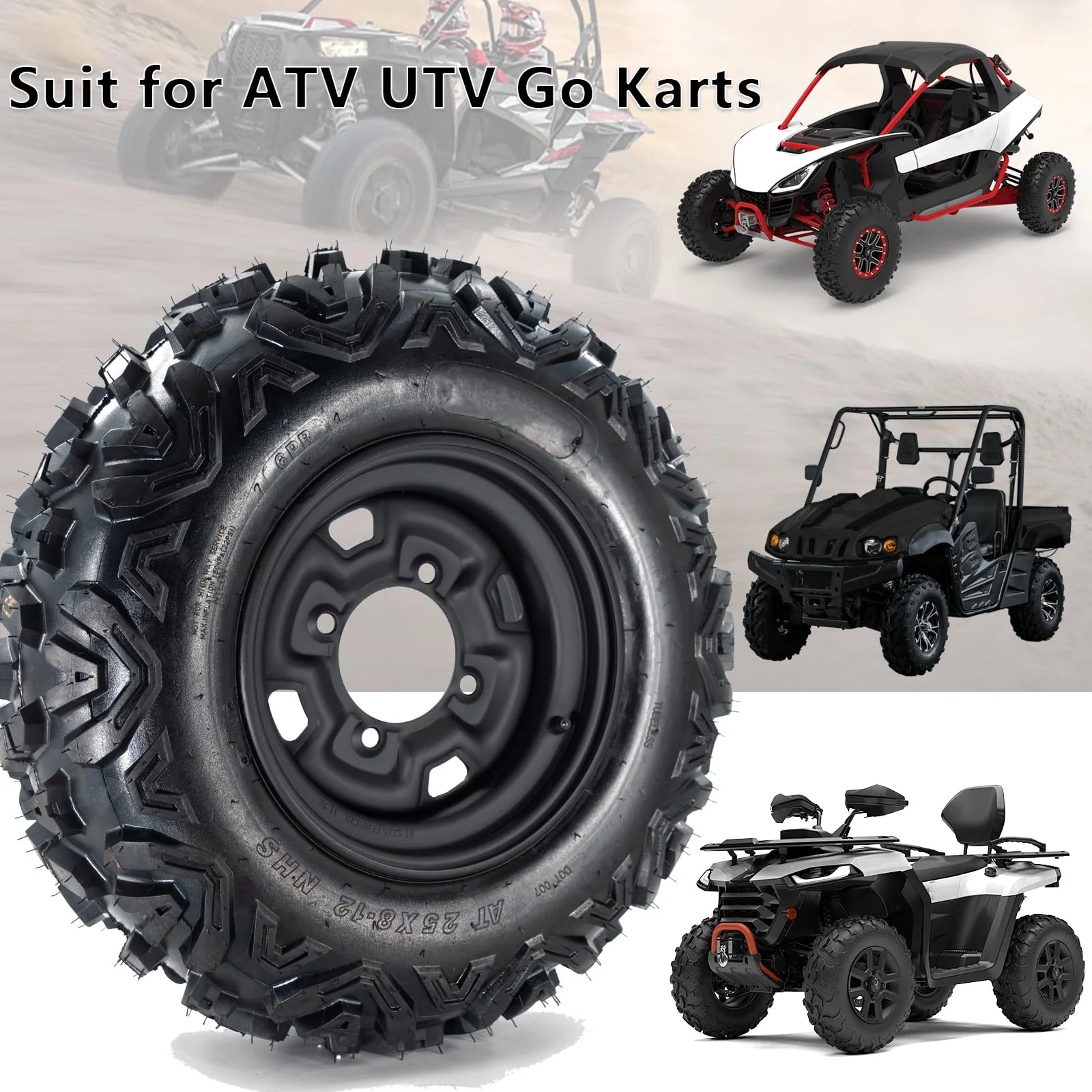 Garvee 2 PCS 25x8-12 ATV Tires With 12