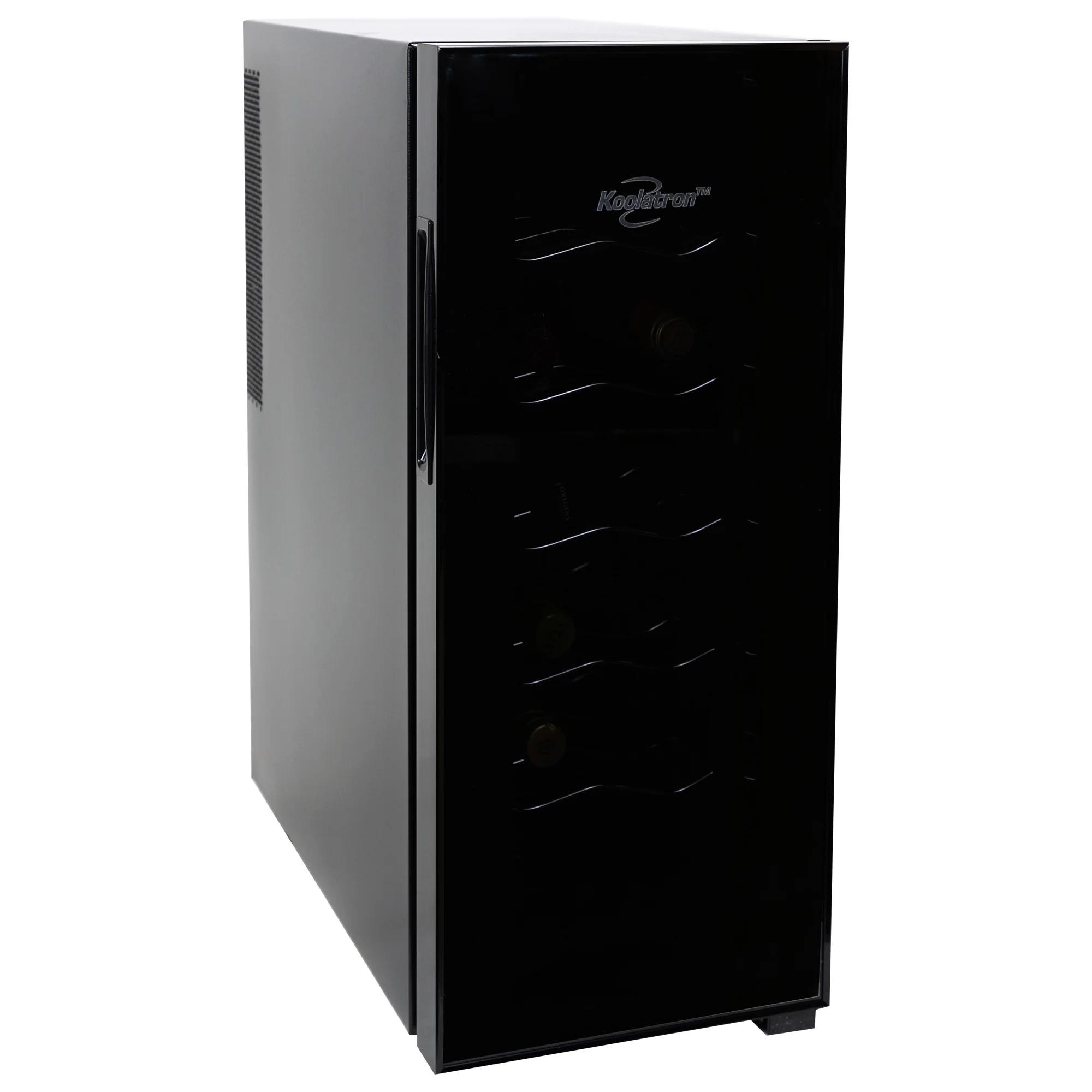 Koolatron 12 Bottle Wine Cooler, Black, Thermoelectric Wine Fridge, 1 cu. ft. (28L), Freestanding Wine Cellar, Red, White and Sparkling Wine Storage for Small Kitchen, Apartment, Condo, RV