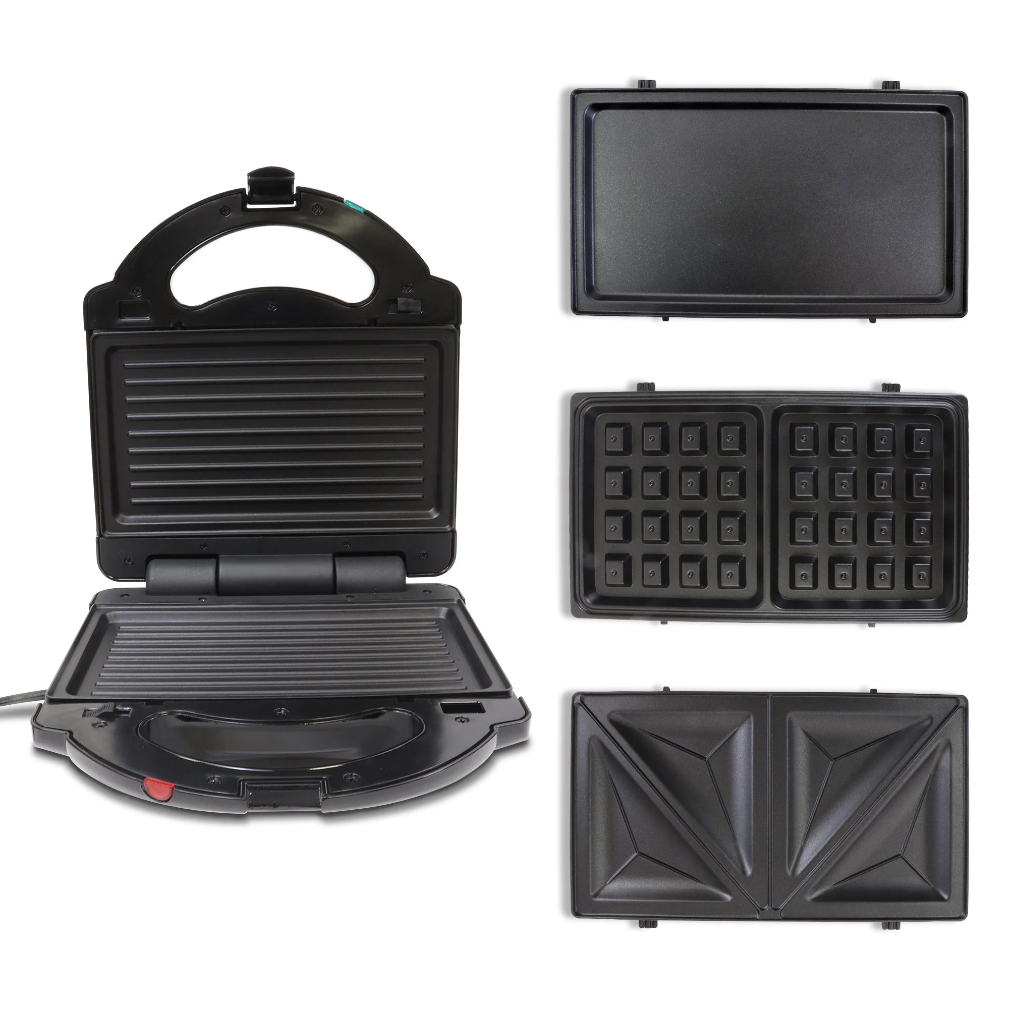 Total Chef 4-in-1 Waffle Maker, Indoor Grill, Sandwich Maker, Panini Press, Electric Griddle, Toaster, Removable Non-Stick Cast Iron Plates, Perfect for Grilled Cheese, Breakfast, Omelets