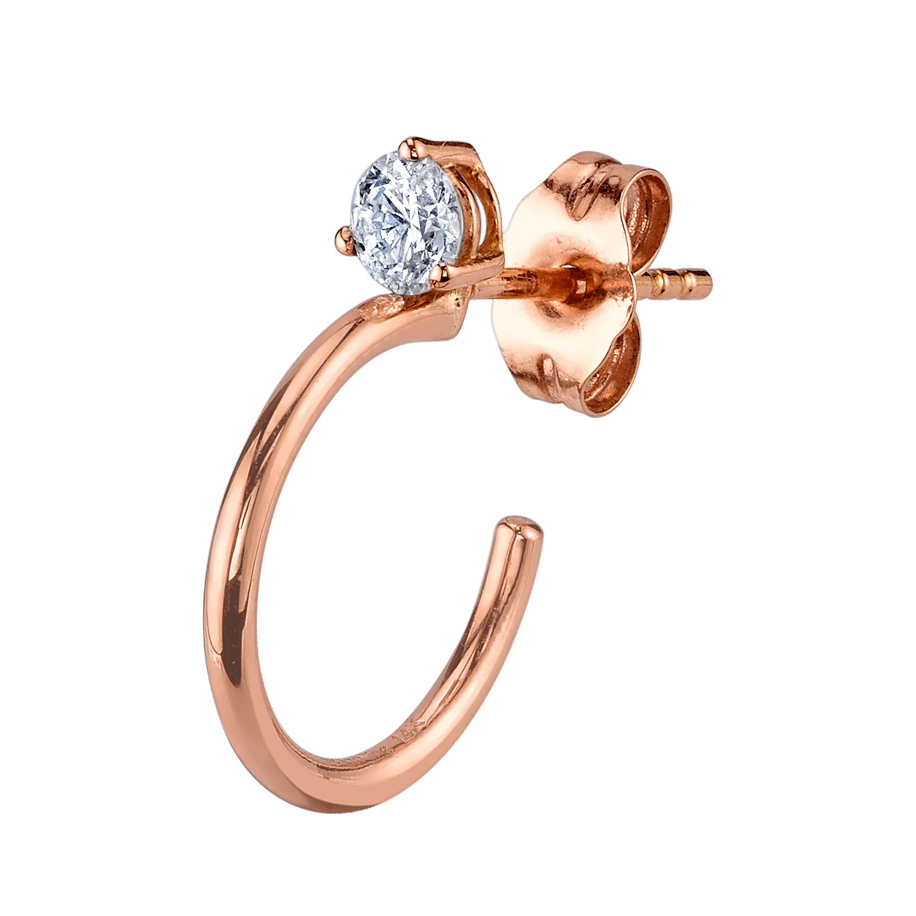Small Solitaire Hoop - White Diamond / 14k Rose Gold