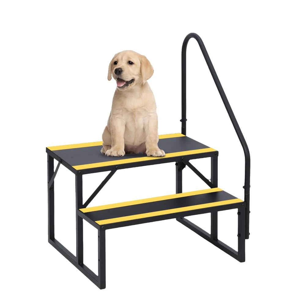 Garvee 2 Step RV Stairs with Handrail, Hot Tub Steps Metal with Non-Skid Tapes, Portable Stairs Steps for RV, Mobile Home Stairs Travel Trailers, Camper, Hot Tub, Ground-Pool for Indoor & Outdoor