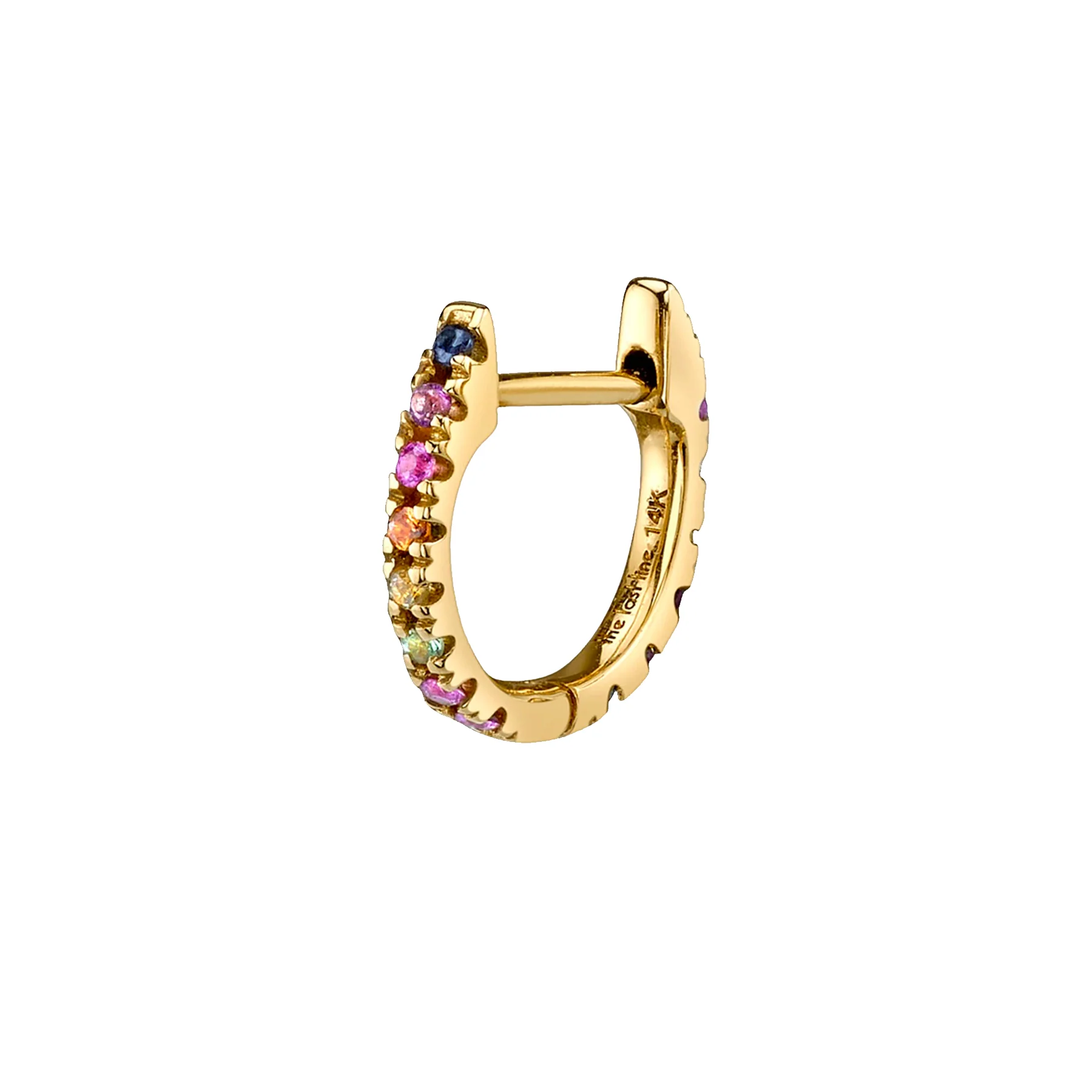 The Medium Huggie -?Rainbow / 14k Yellow Gold