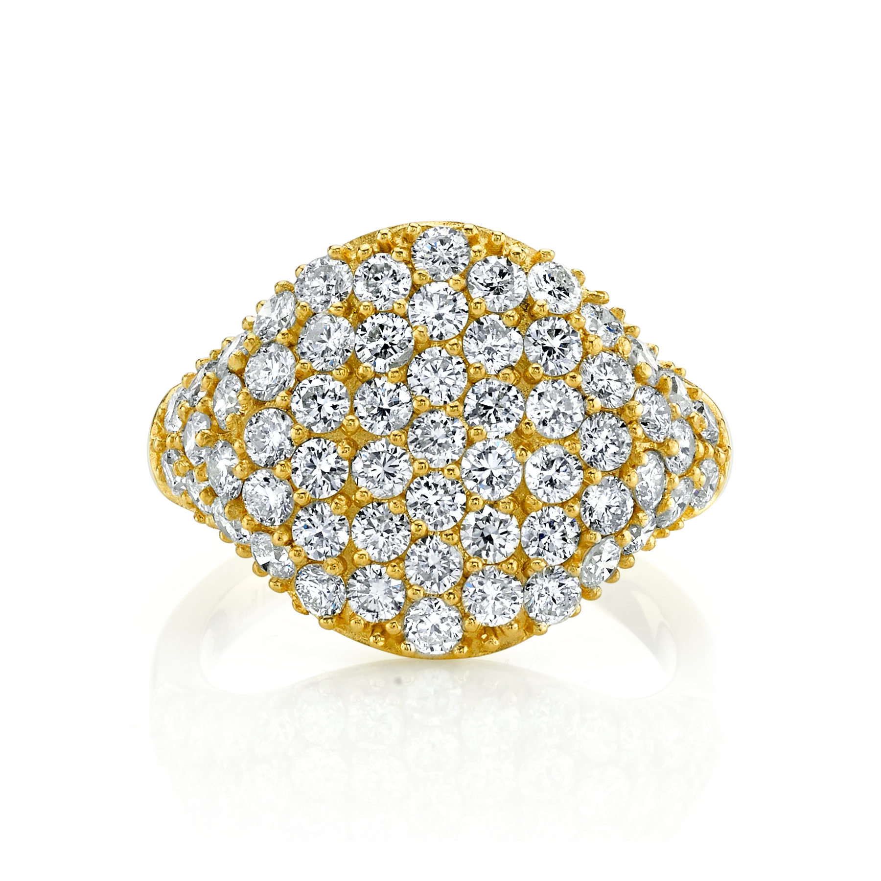 Signet Ring - White Diamond / 14k Yellow Gold