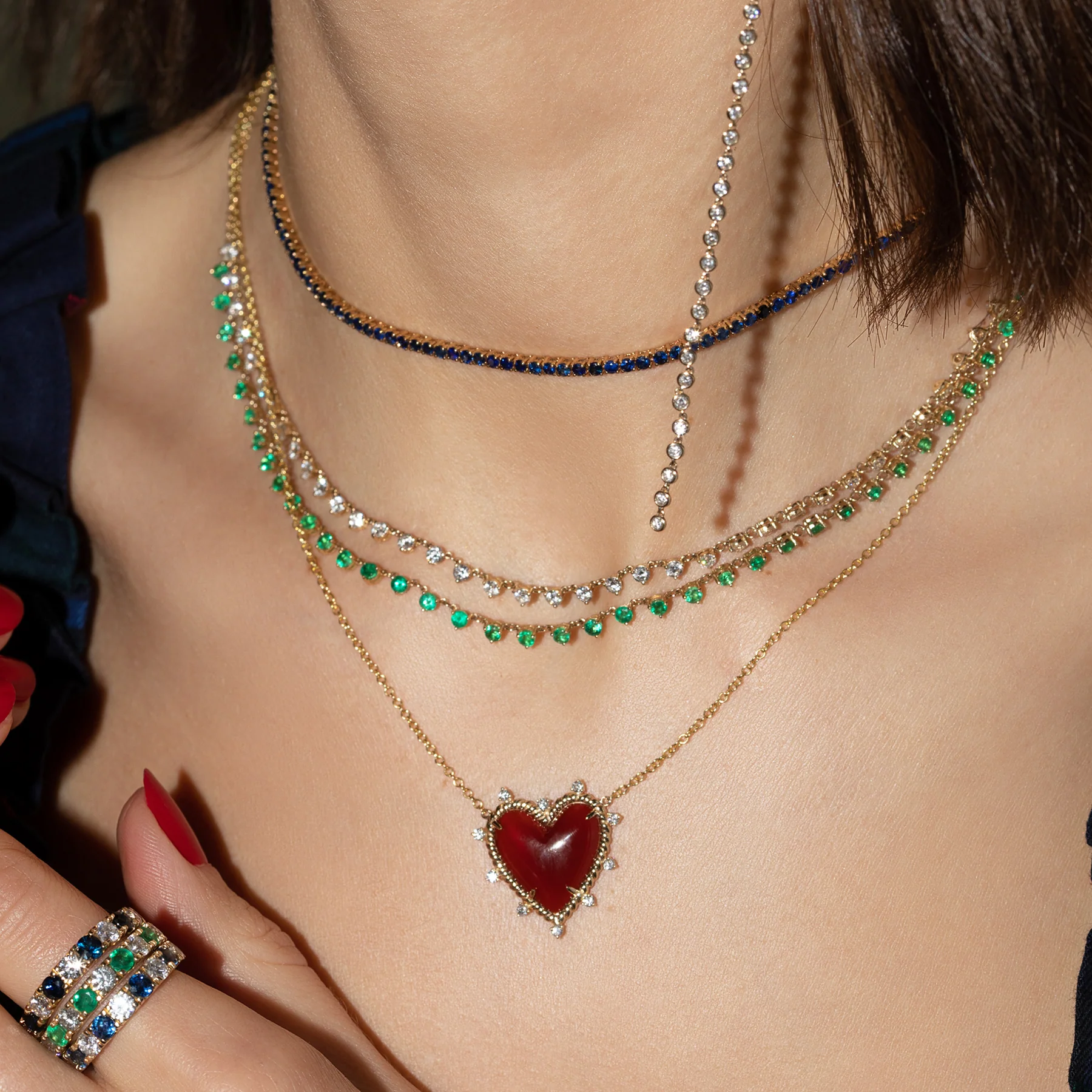 Perfect Collar Tennis Necklace - Blue Sapphire / 14k Yellow Gold