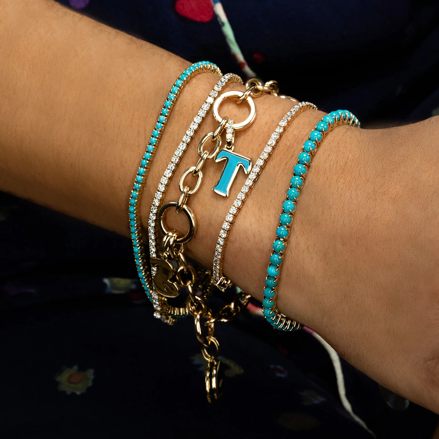 The Perfect Tennis Bracelet - Turquoise / 14k Yellow Gold