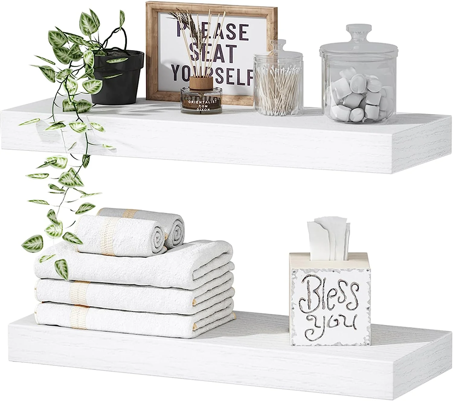 Bathroom Floating Shelves, Wall Shelf Over Toilet Bedroom Kitchen Living Room Farmhouse Decor Set of 2