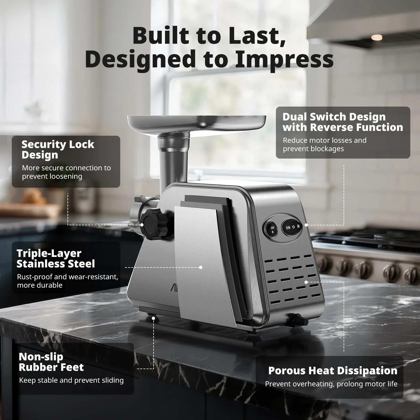 AIRMSEN Stainless Steel Meat Grinder