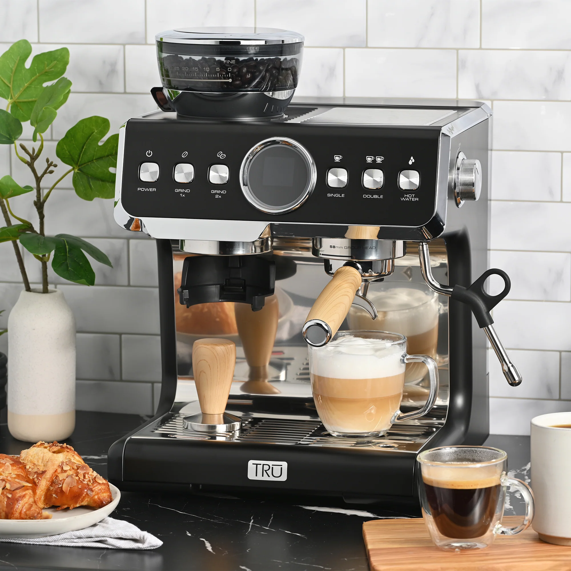 TRU Fully Automatic 19 Bar Espresso Machine with Grinder
