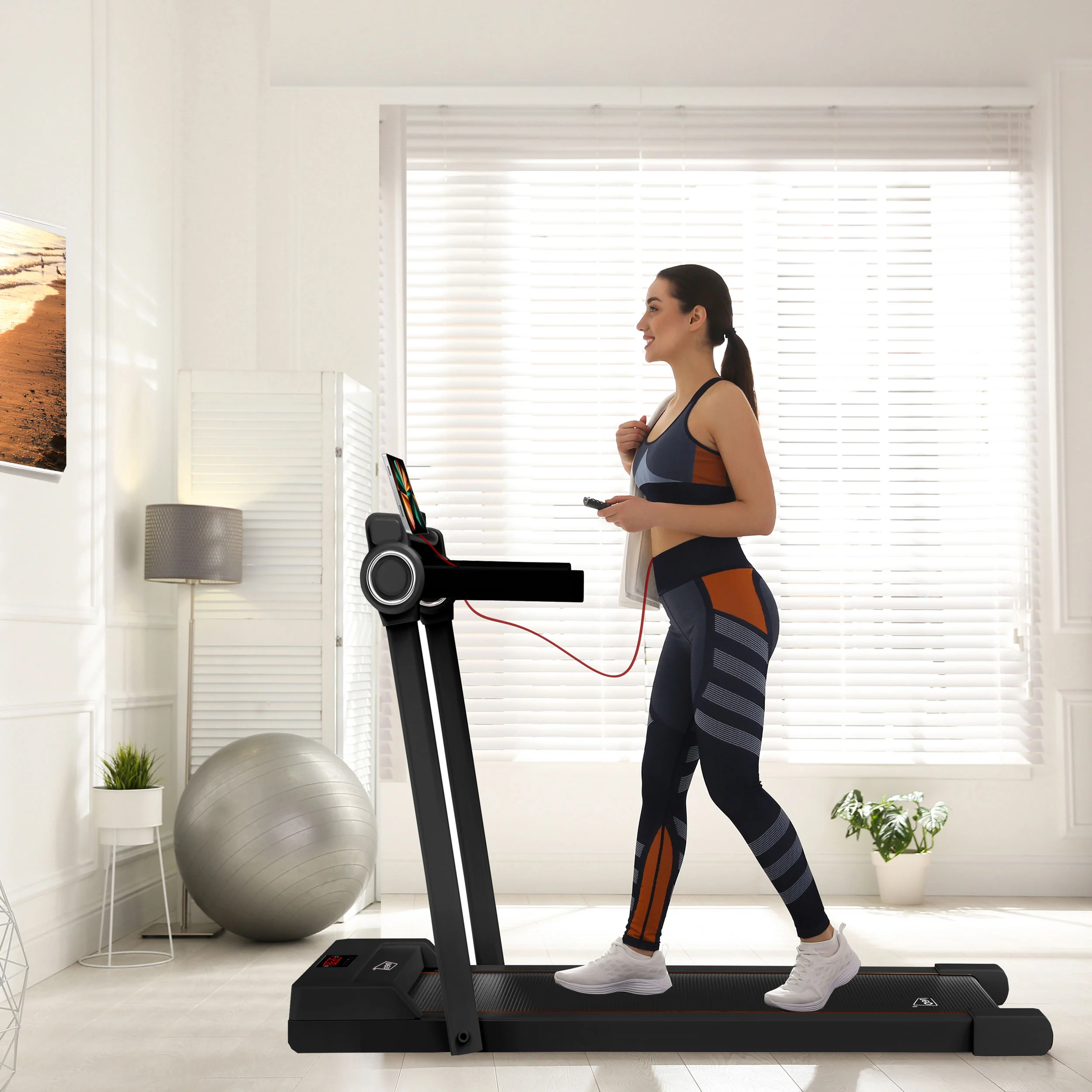 Neo Black Walking Pad Treadmill with Hand Rail