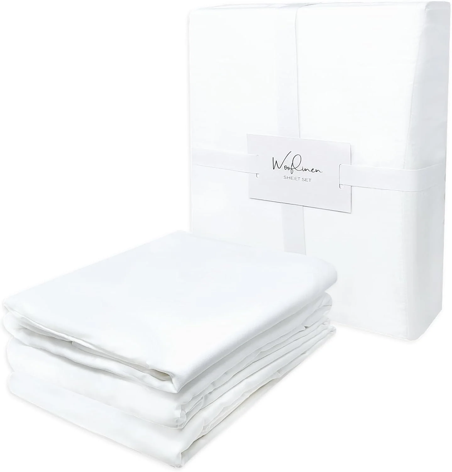 4 Pc Bamboo Sheet Set, King, Deep Pocket Fitted up to 17 Inch, Soft and Cool Sheets in Matte White