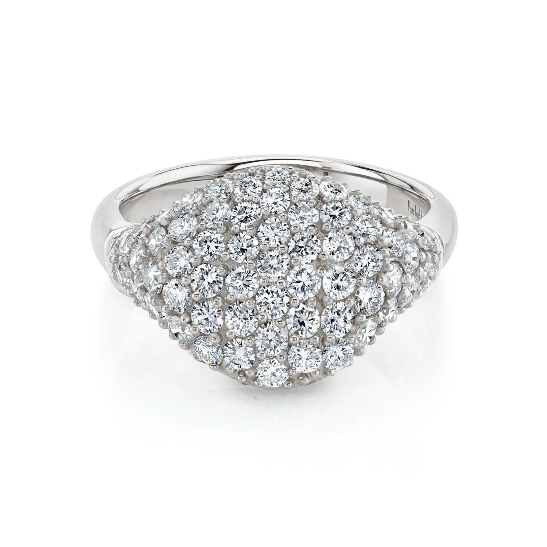 Signet Ring - White Diamond / 14k White Gold