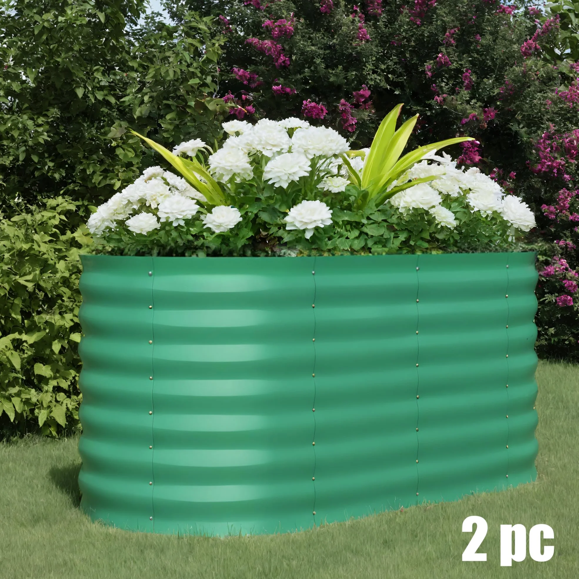 Garvee 2 Pcs 4' X 2' X 2' Galvanized Steel Raised Garden Beds, Outdoor Deep Planter Box Kit with Tool-Free Assembly, Rust-Resistant Green Coated Design for Vegetables, Flowers & Herbs