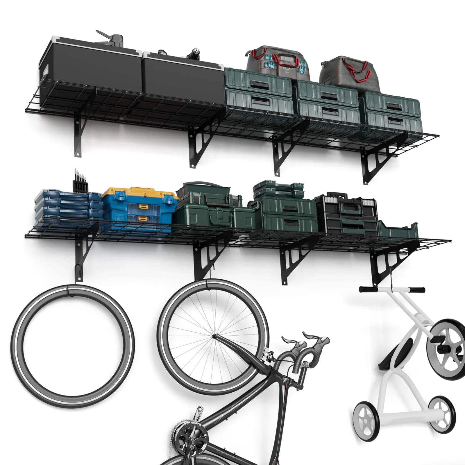 Garvee 2-Pack 1x6FT Garage Wall Shelving, Garage Storage Wall Garage Shelves for Wall Storage, Heavy Duty Garage Storage Rack Wall Mounted Floating Shelves, 600lbs Load Capacity