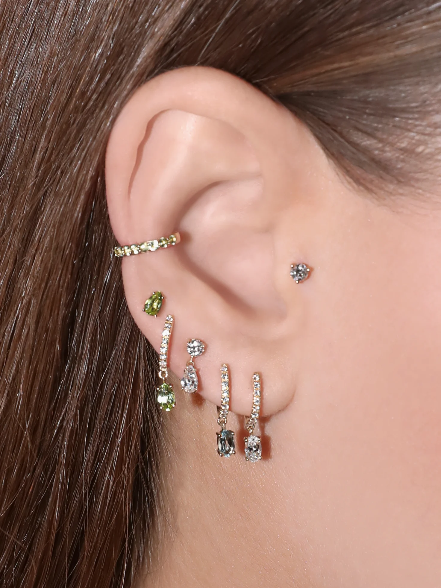 Pear Stud Earring - Peridot  / 14k Yellow Gold