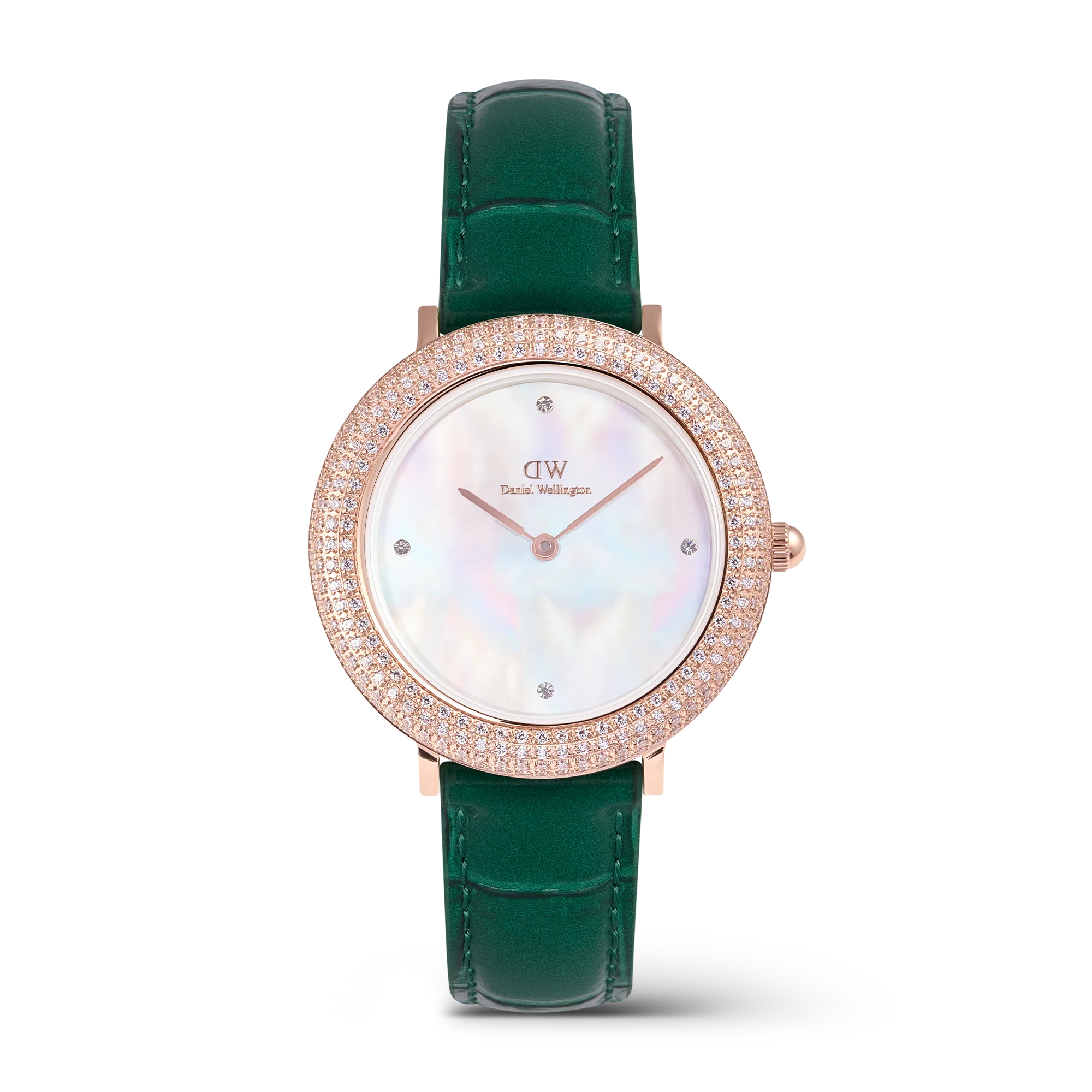 Crystalline Bezel Green Croc Rose Gold
