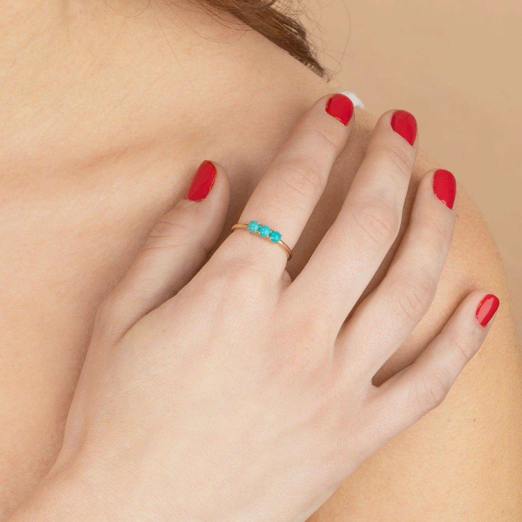 Triple Stone Band - Turquoise / 14k Yellow Gold