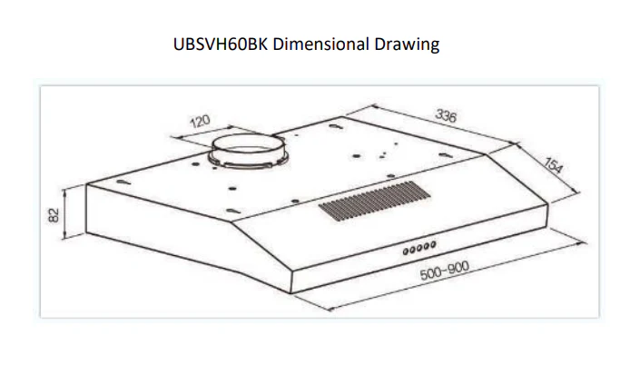 Cata Black 60cm Traditional Visor Cooker Extractor Hood | UBSVH60SS