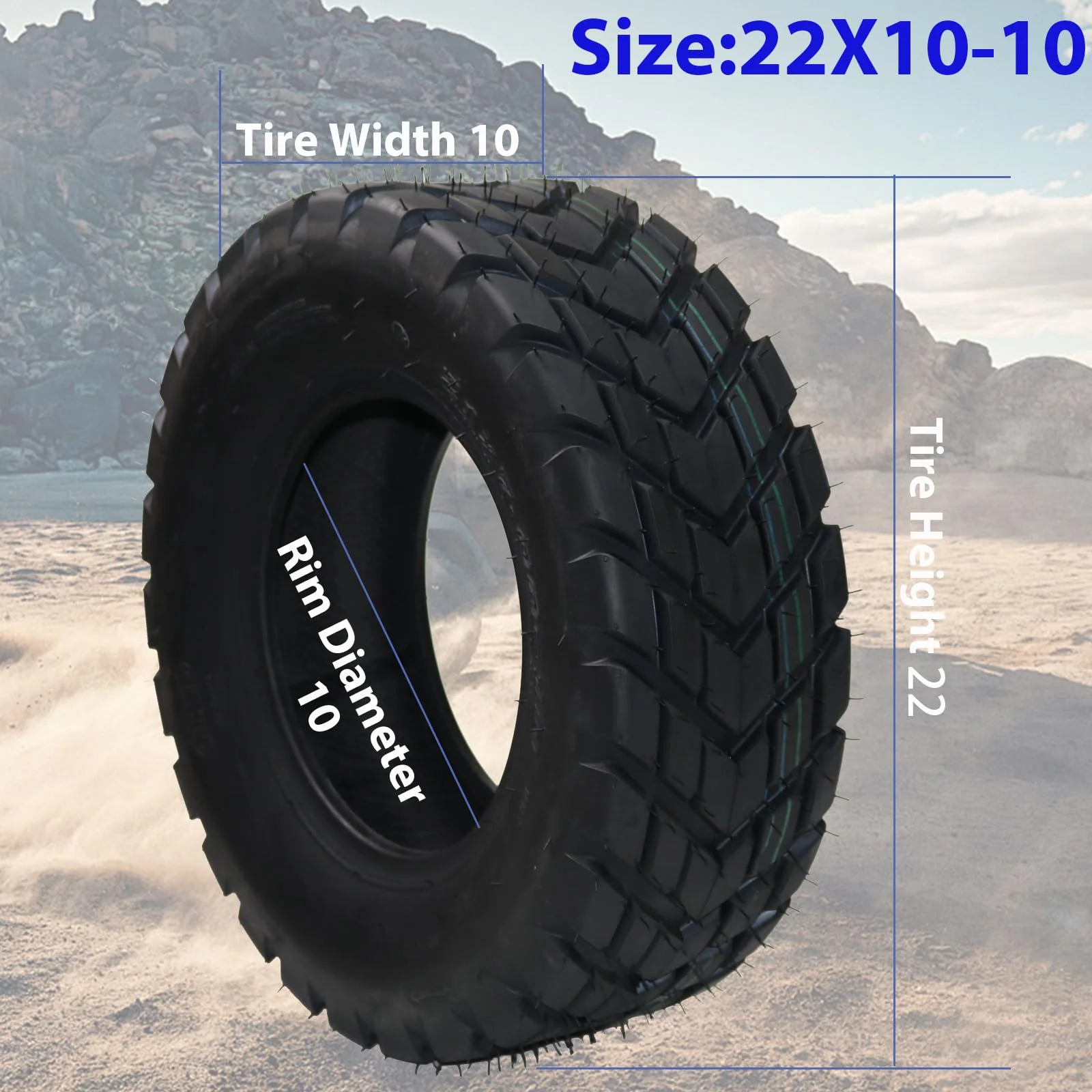 Garvee 2 Pack 22x10-10 ATV Tires, 4 PR All-Terrain Tires, Tubeless for Off-Road Trail Sand Mud, Durable Black