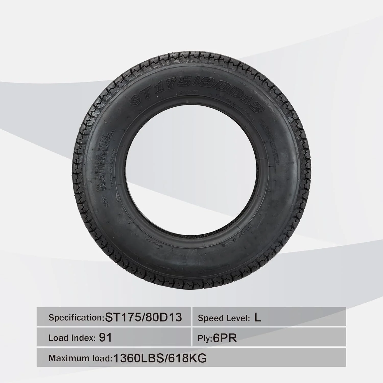 Garvee 2 PCS Trailer Tires, ST175-80D13 175 80 13 6PR Trailer Tires With 13'' Rim, Load Range C 175/80D Premium Trailer Tires For Different Agricultural Terrains Towing