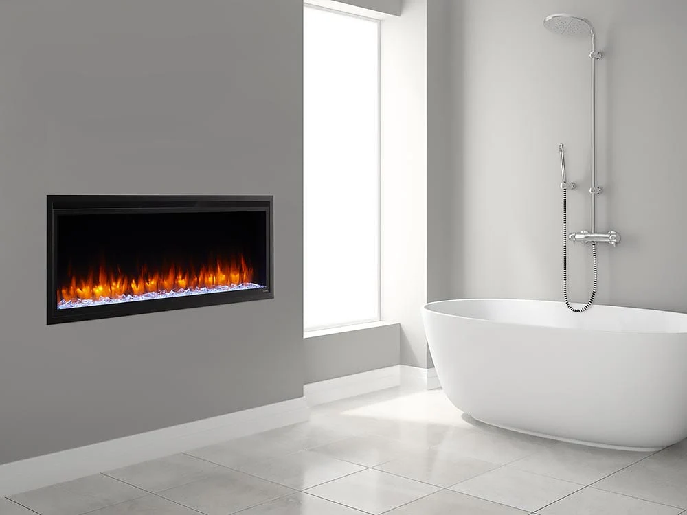 SimpliFire 50-in Allusion Platinum Wall Mount Electric Fireplace