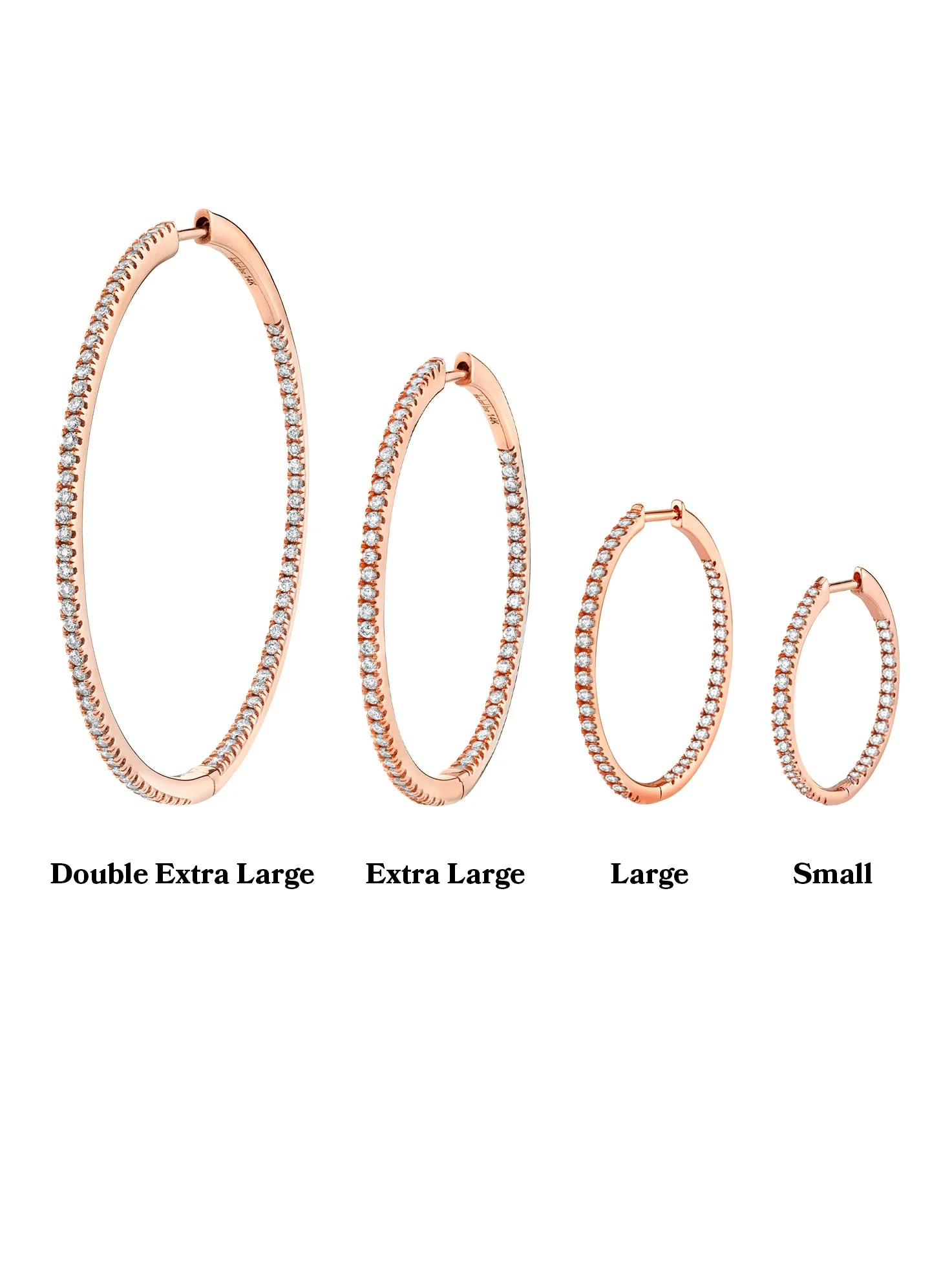 Large Inside Out Hoop - White Diamond / 14k Rose Gold