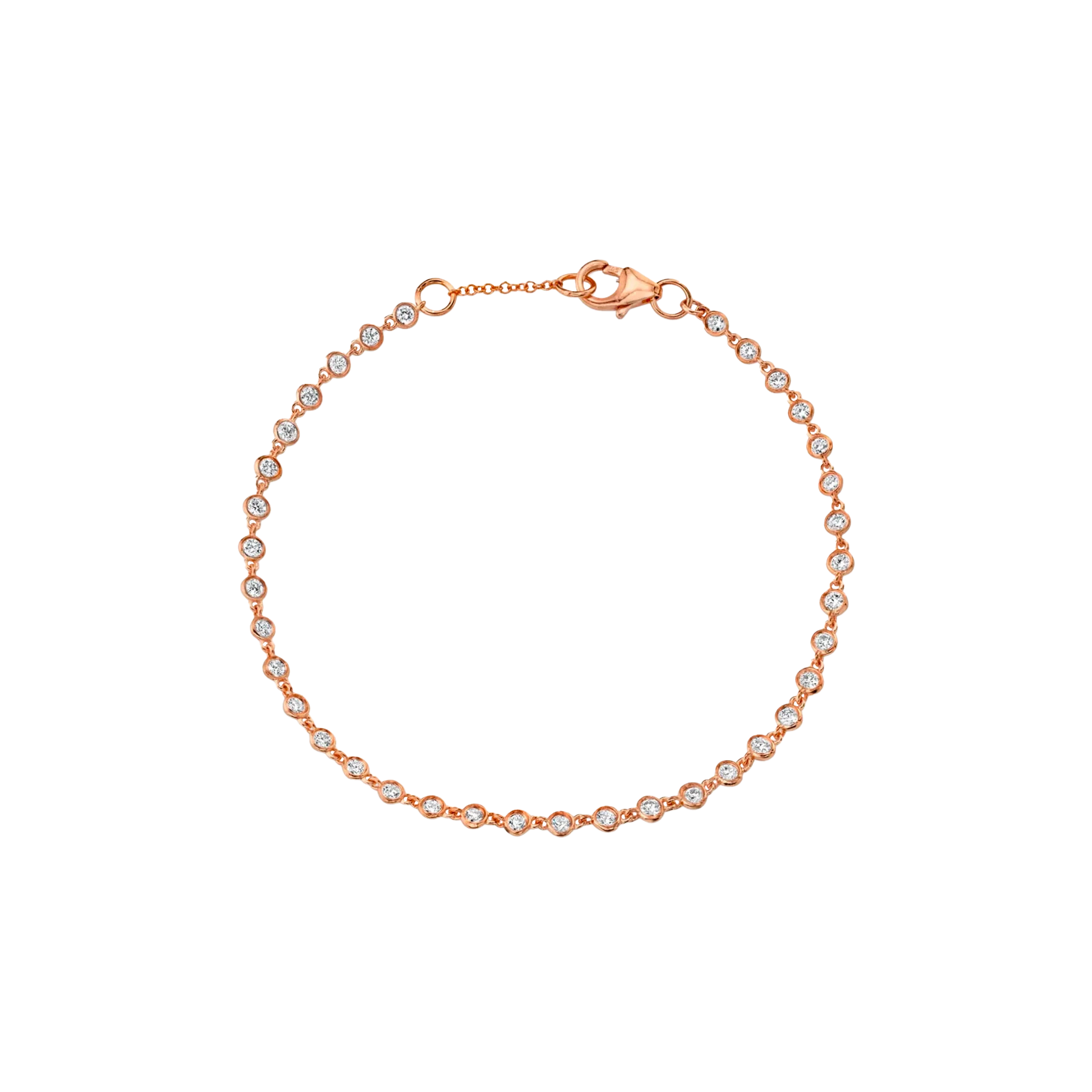 Bezel Link Bracelet - White Diamond / 14k Rose Gold