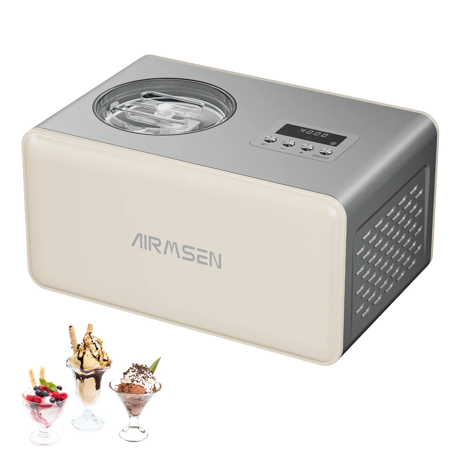 AIRMSEN 2.1-Quart Ice Cream Maker Machine with Built-in Compressor