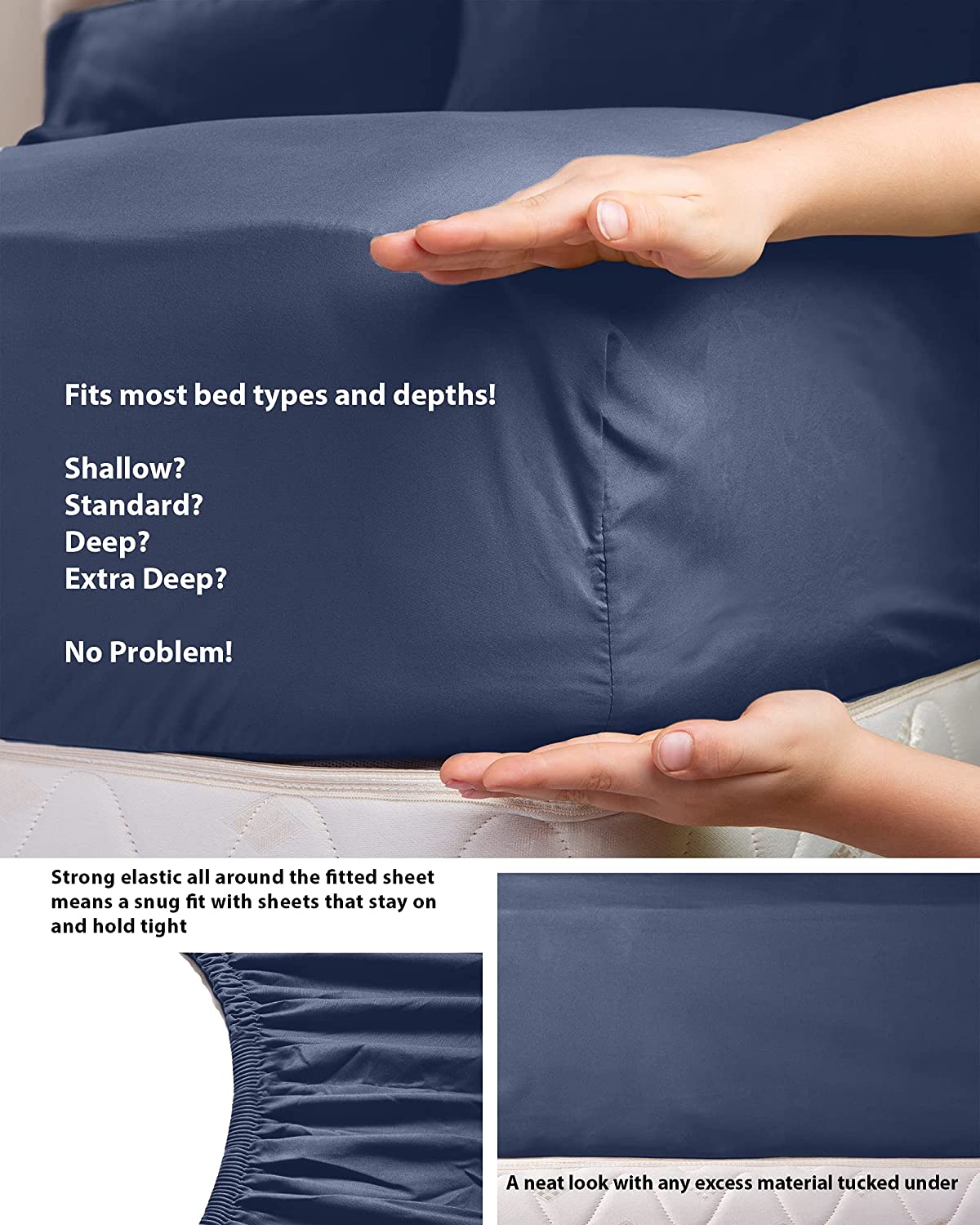 6 PC Sheet Set Bamboo Sheets Deep Pockets 18