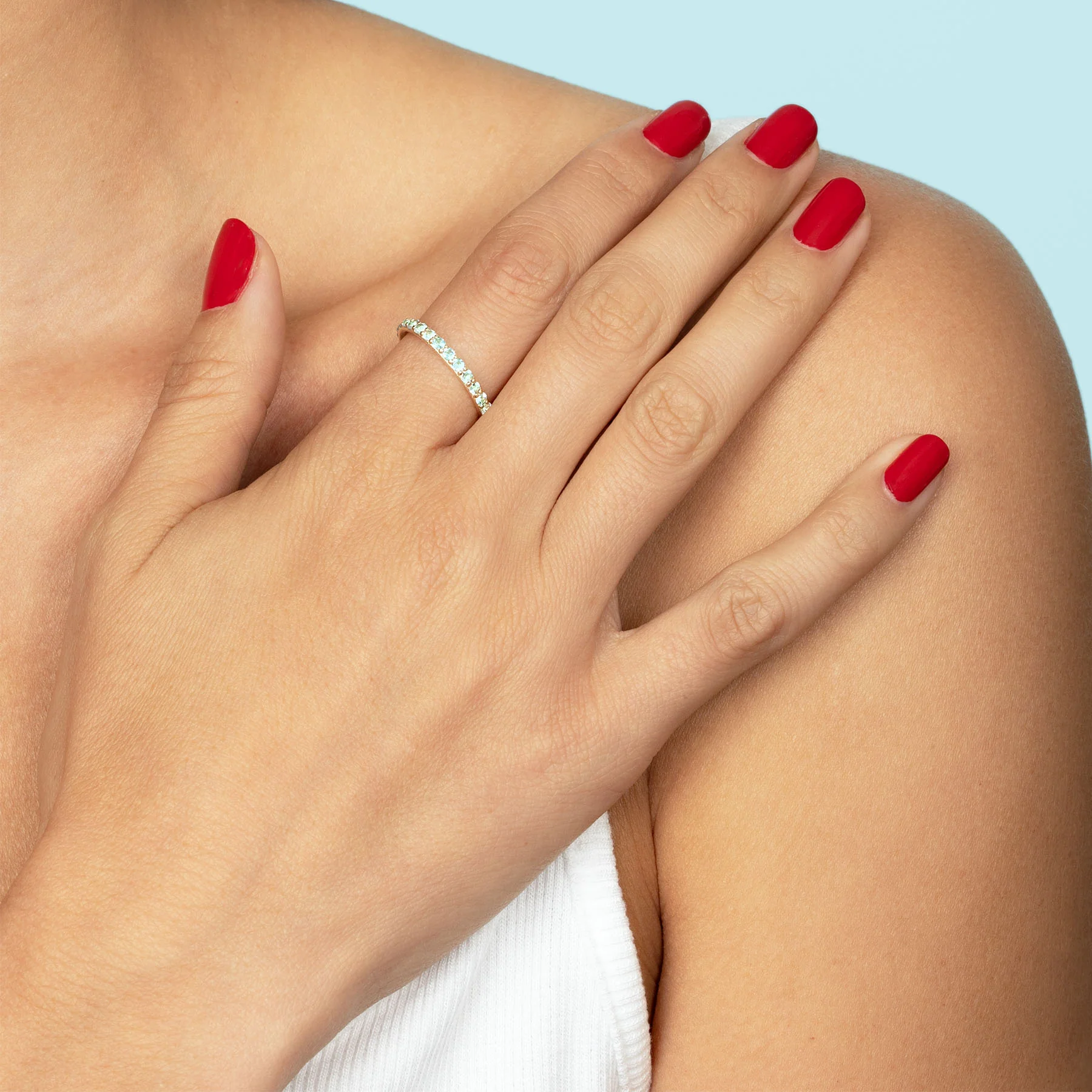 Perfect Eternity Band - Aquamarine / 14k Yellow Gold