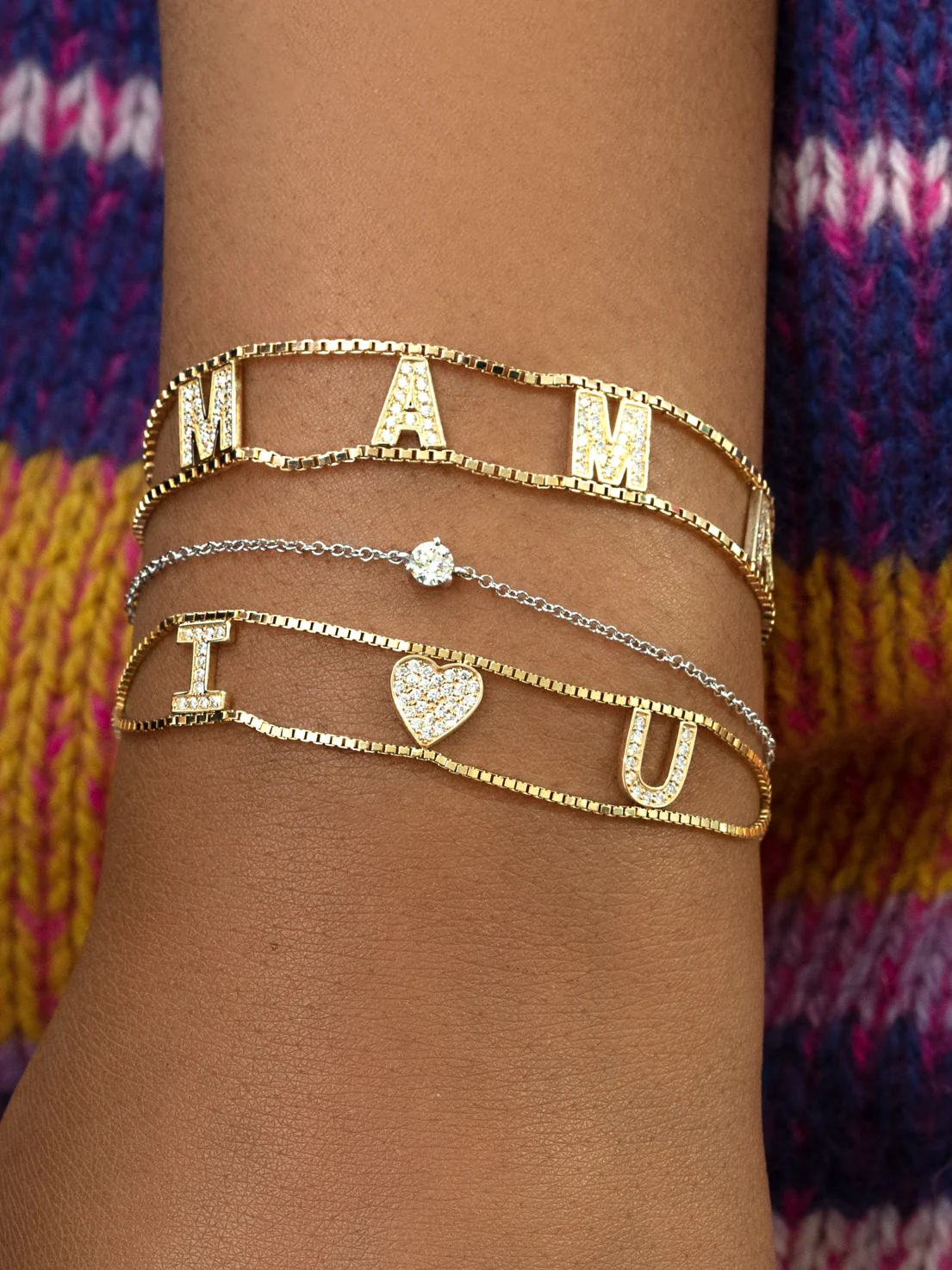 Diamond Mama Chain Bracelet - White Diamond / 14k Yellow Gold