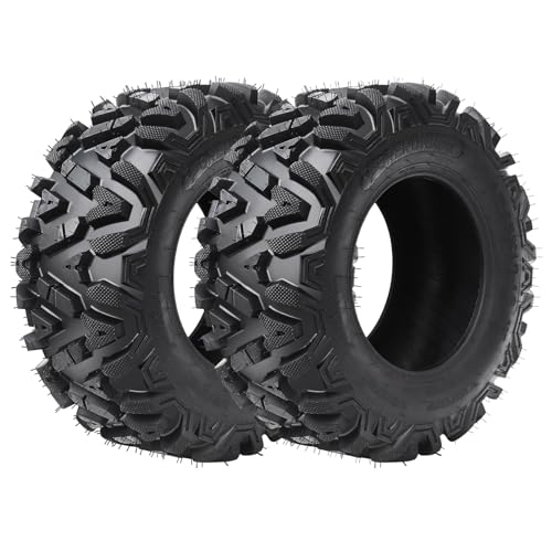 Garvee 19x7-8 ATV Tires Set of 2, All Terrain 4PR Quad UTV Go Kart Golf Cart Off-Road Mud Trail Tire, Durable 4-Ply, Enhanced Shoulder Traction, Black