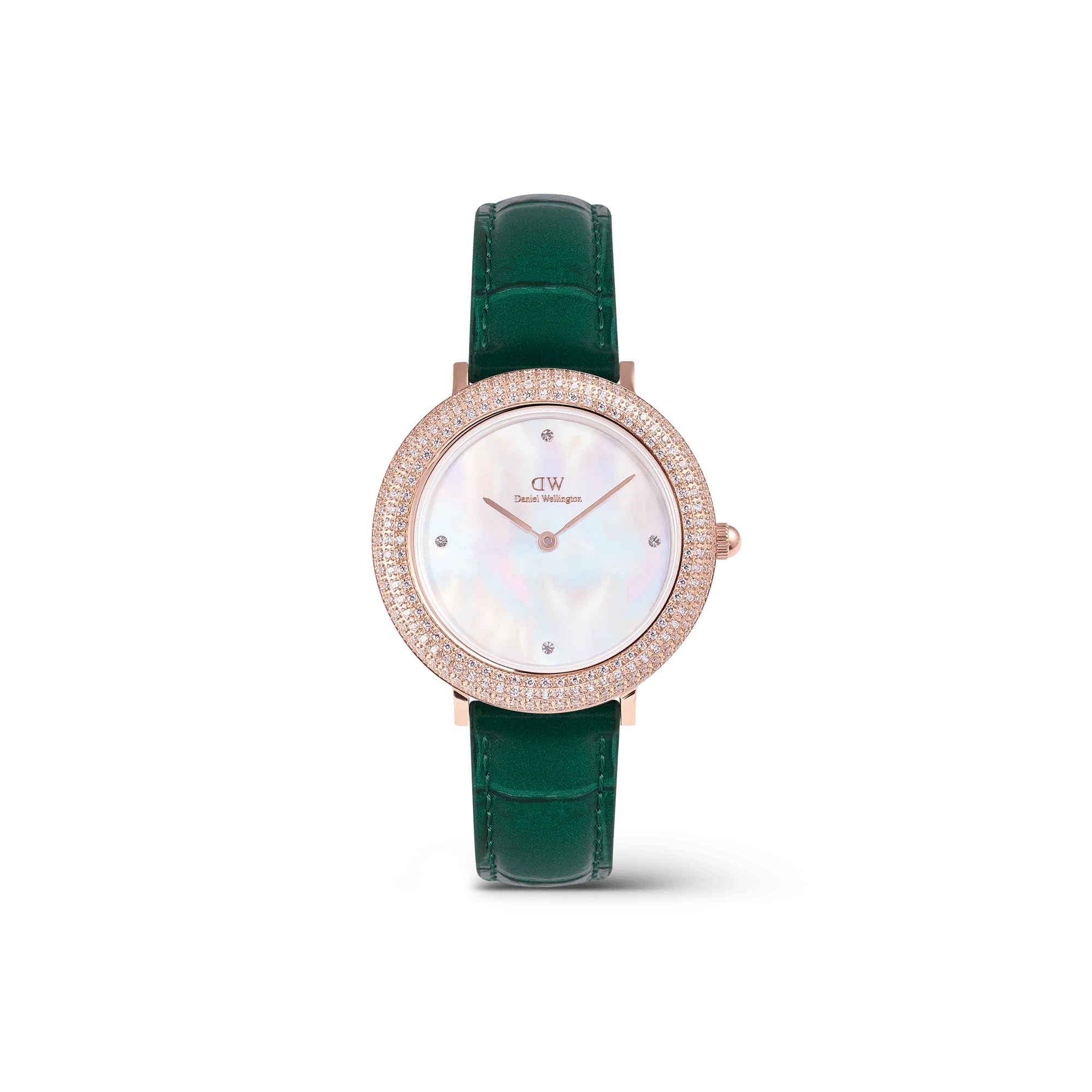 Crystalline Bezel Green Croc Rose Gold