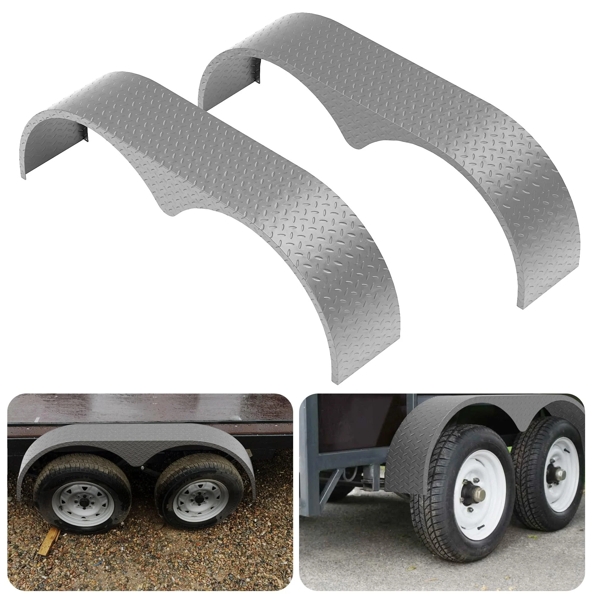 Garvee 2 Pack Tandem Trailer Fenders, Double Axle, Fit 13-15 Inch Wheels, 66
